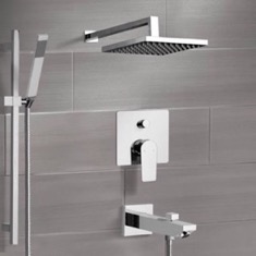 Tub and Shower Faucet Set with Handheld and Rain Shower Head